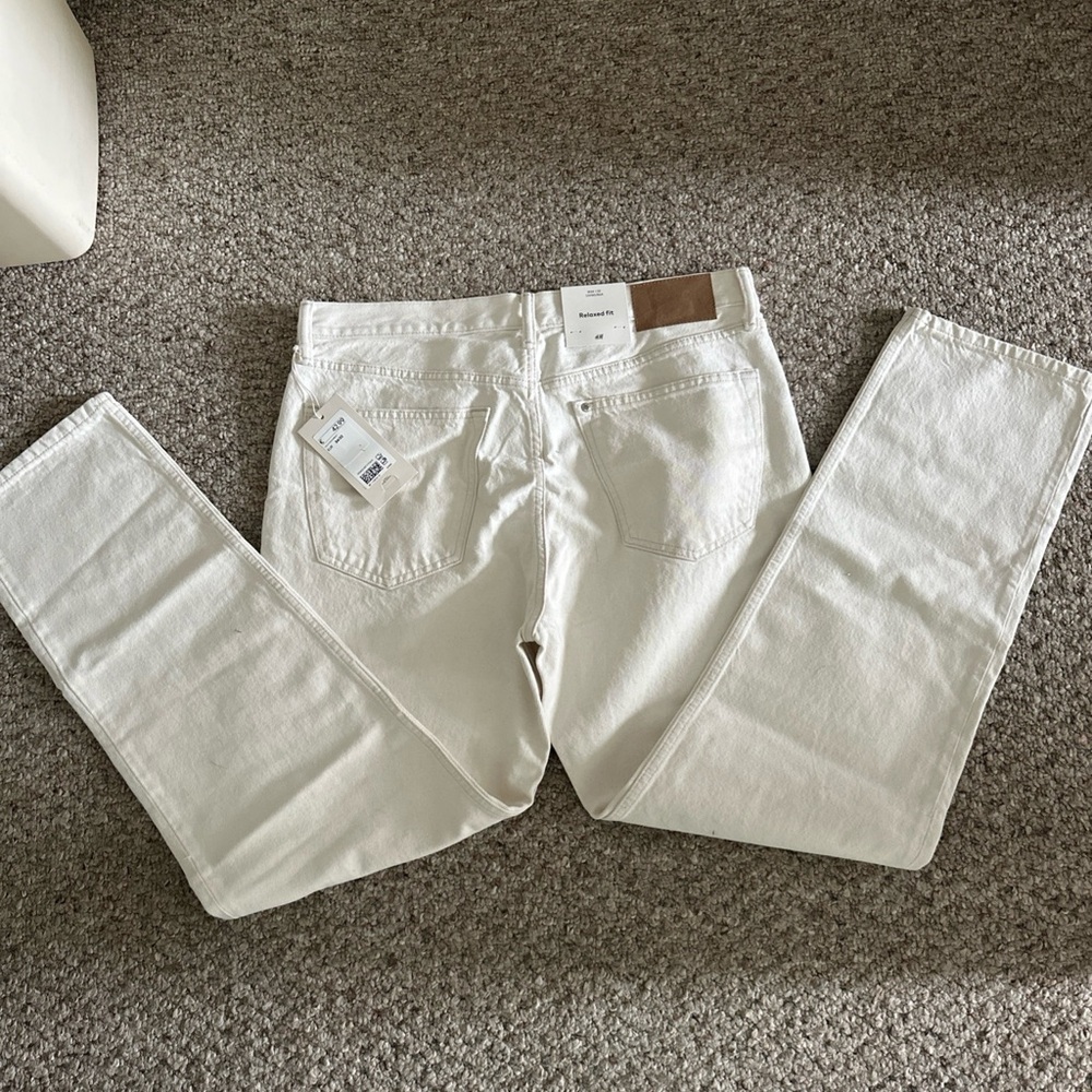 H&M Off-White Relaxed Fit Jeans